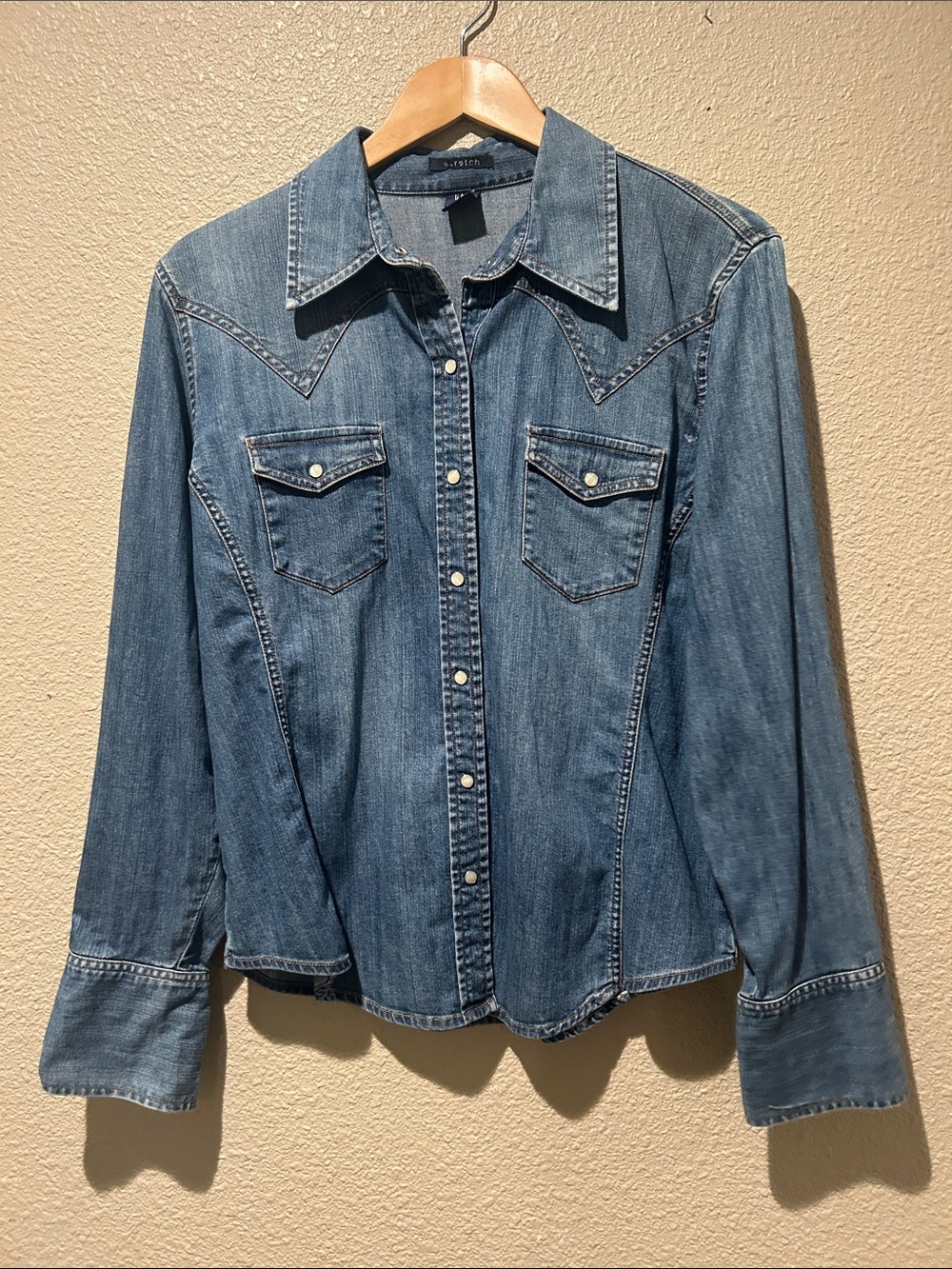 Old Navy Blue Denim Western Button-Down Shirt
